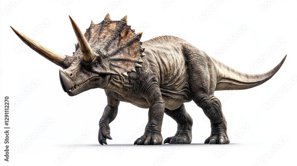 Fototapeta premium Detailed 3D Render of a Triceratops Dinosaur on White Background