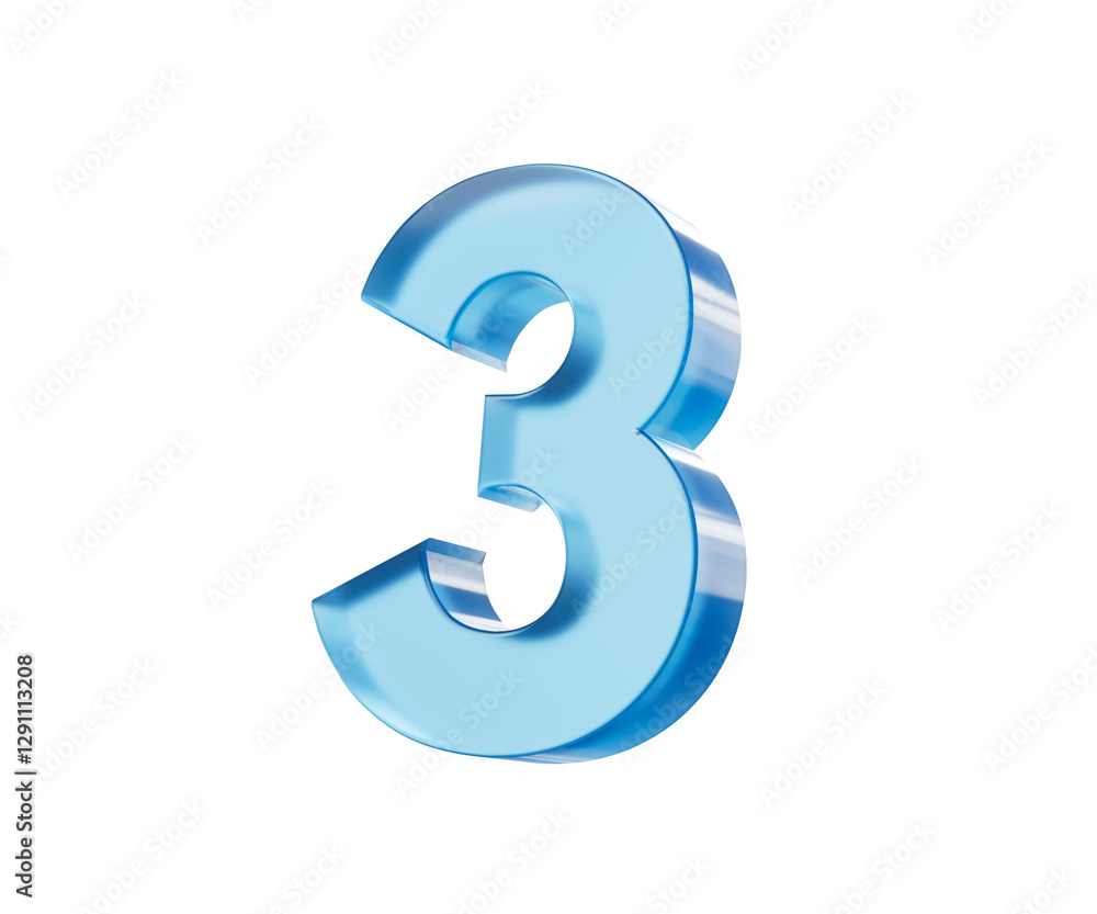 3d Glossy Blue number 3 or Three with a gradient of blue shades. 3d illustration 3d Glossy Blue number 3 or Three with a gradient of blue shades. 3d illustration
