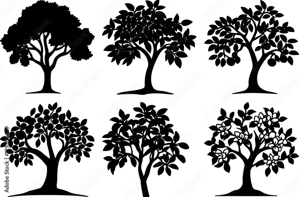 Fototapeta premium Tree bundle design silhouette vectors