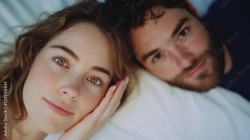Close-up of a Smiling Couple Lying Down Together Close-up of a Smiling Couple Lying Down Together