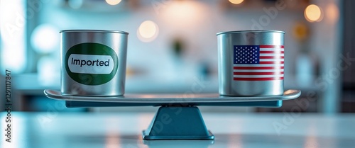 Comparison of imported and domestic products on a scale, trade balance