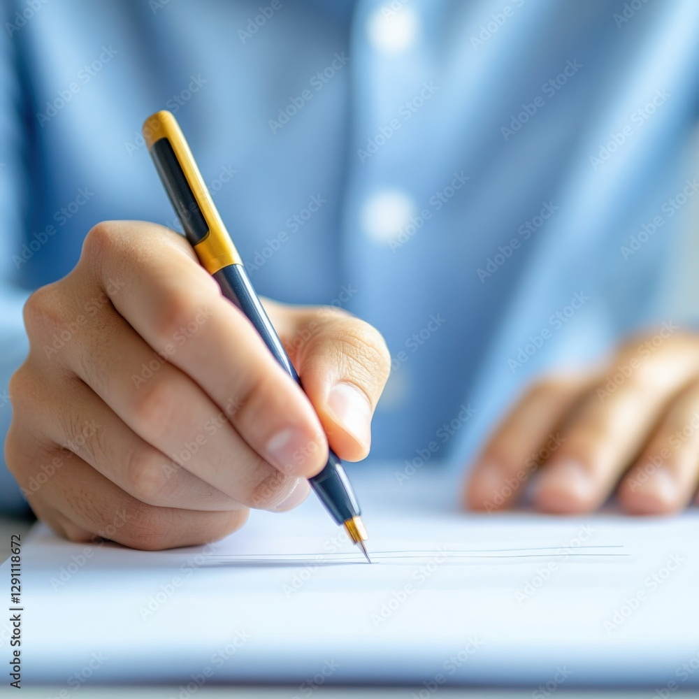 Person Writing on White Paper with Pen Person Writing on White Paper with Pen