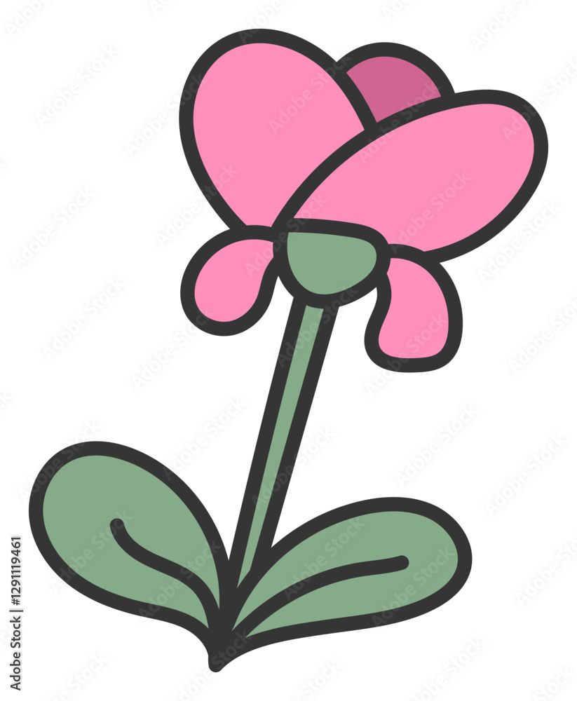 Cute Sticker Cartoon Flower Illustration Cute Sticker Cartoon Flower Illustration