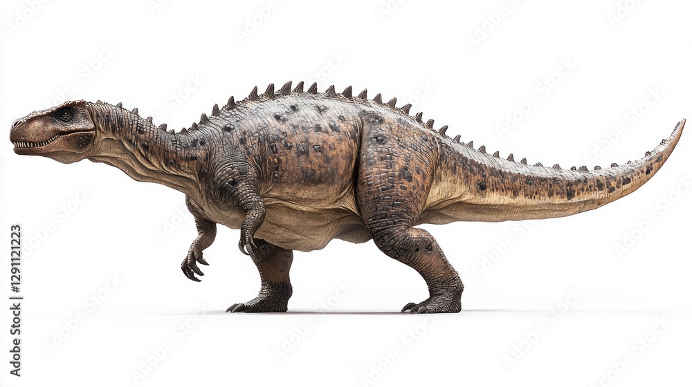 Naklejka premium Pixel Art Dinosaur Side Profile Brown Reptile Prehistoric Creature on White Background