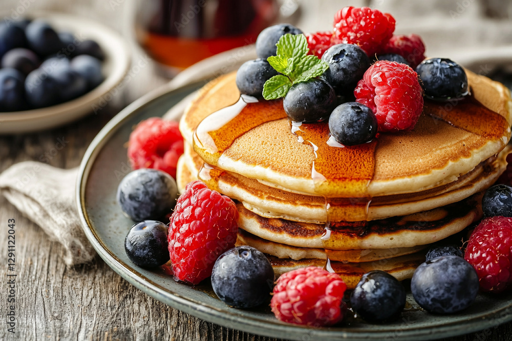 close up view on pancakes. Generative AI close up view on pancakes. Generative AI