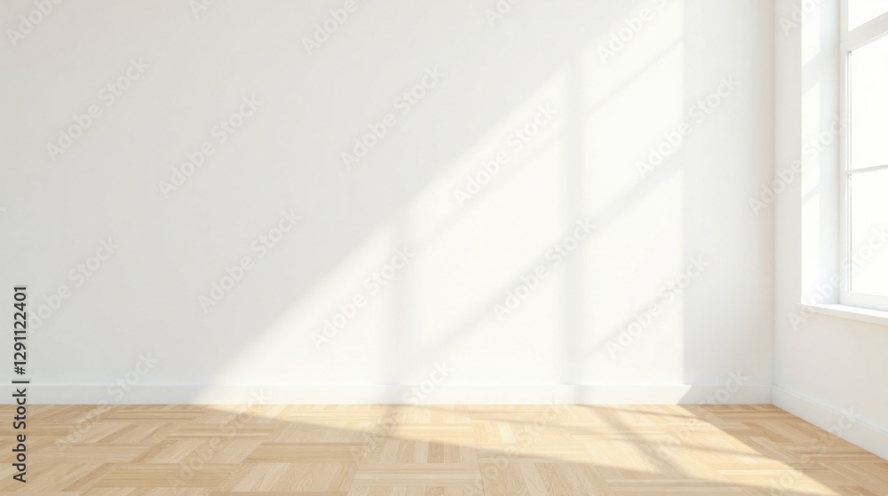 Sunlit Empty Room with Hardwood Floor and White Walls Ideal for Interior Design Mockups Sunlit Empty Room with Hardwood Floor and White Walls Ideal for Interior Design Mockups