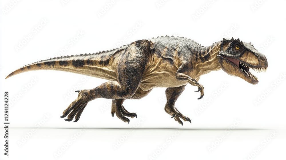 Running Tyrannosaurus Rex Dinosaur 3D Render Brown Grey White Background Running Tyrannosaurus Rex Dinosaur 3D Render Brown Grey White Background