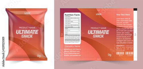 Chips package design, foil bags with the original file in 3d illustration. packaging, chips, vector, template.