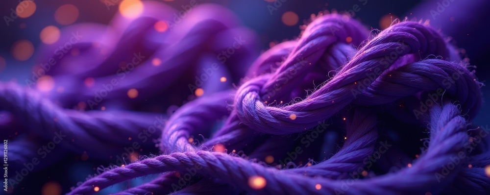 Obraz premium Intricate loops and coils of deep purple thread , macro, skein