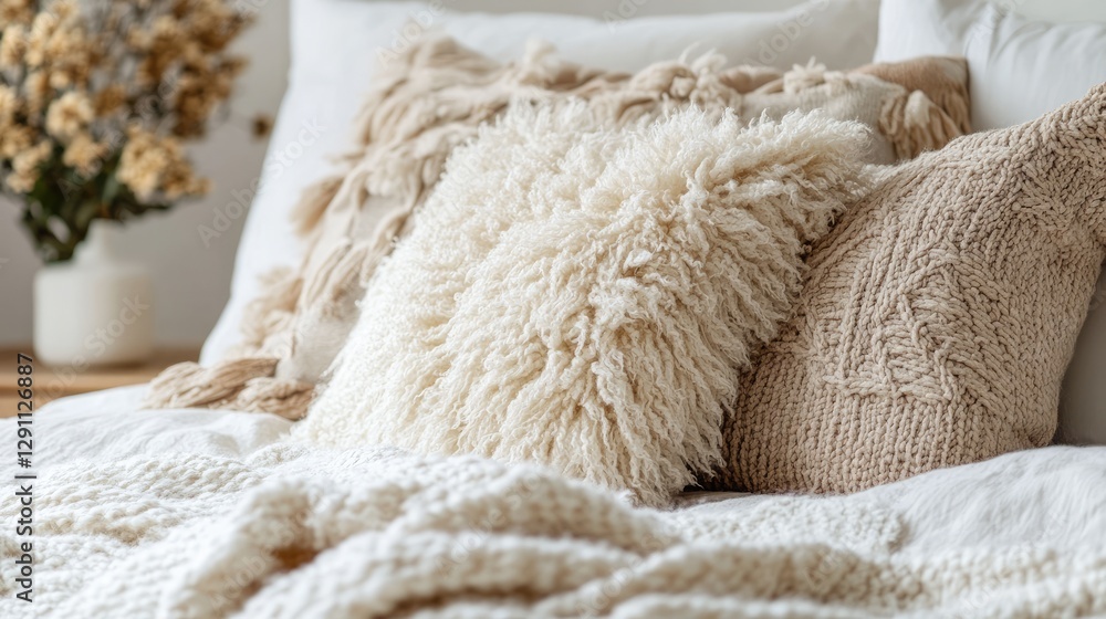 A cozy bedroom scene with layered bedding and a soft wool throw. A cozy bedroom scene with layered bedding and a soft wool throw.