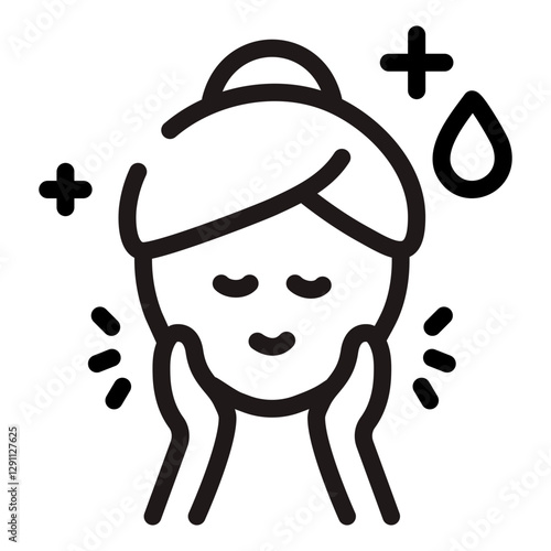 Woman applying skincare outline icon