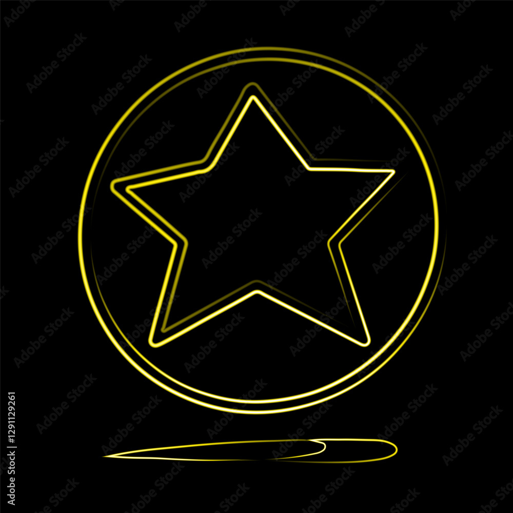 Vector isolated illustration of Korean dalgona game with a star-shaped task with neon effect. Vector isolated illustration of Korean dalgona game with a star-shaped task with neon effect.
