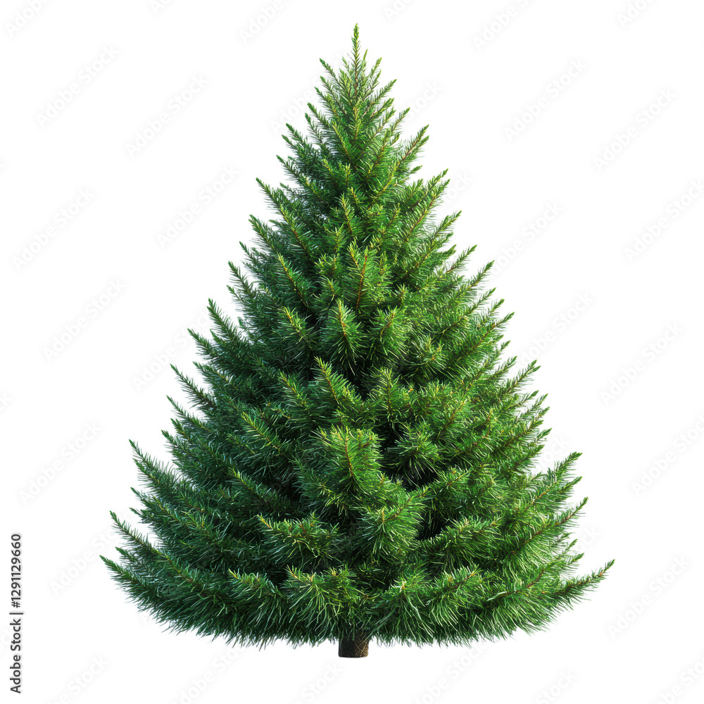 Fototapeta premium Isolated Christmas Tree with Green Needles on White Background Design