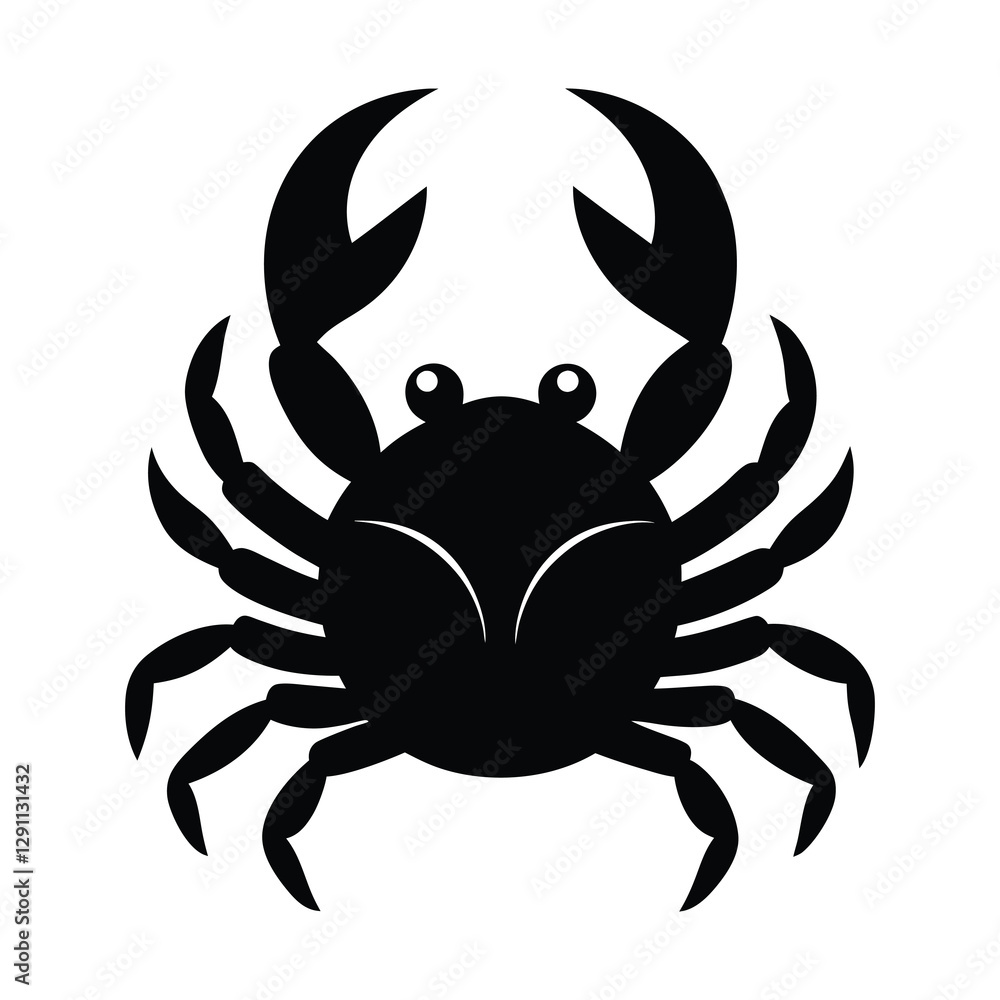 crab icon of silhouette vector illustration isolated on white background crab icon of silhouette vector illustration isolated on white background