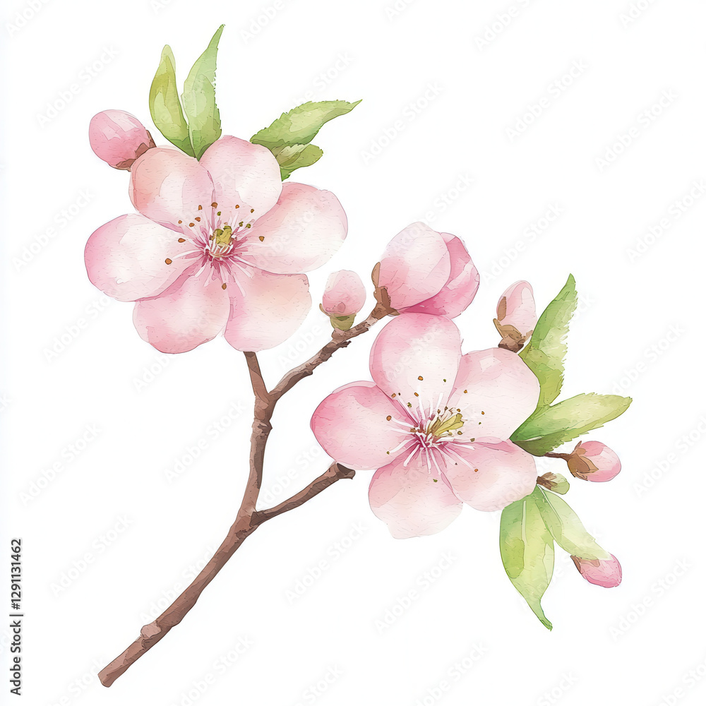 Delicate pink plum blossoms on branch, symbolizing spring beauty Delicate pink plum blossoms on branch, symbolizing spring beauty