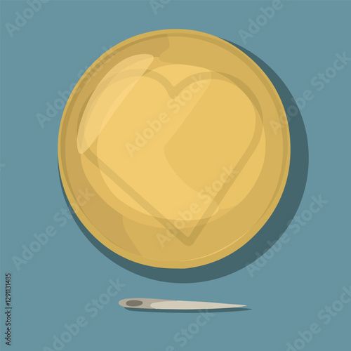Vector isolated illustration of Korean dalgona game with heart-shaped challenge.