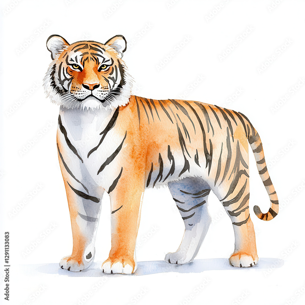 Obraz premium majestic tiger illustration showcasing its vibrant orange and black stripes, symbolizing