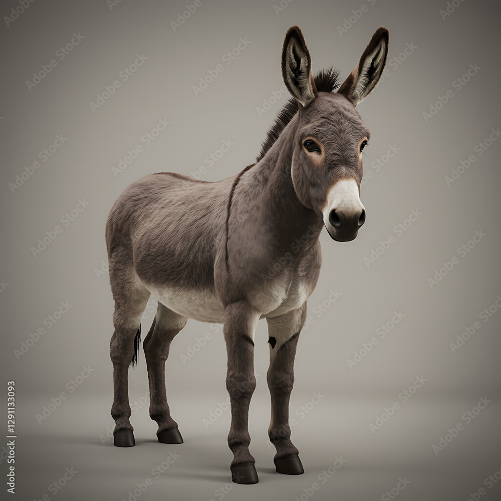 Fototapeta premium Grey Donkey Portrait A Realistic and Serene Animal Study