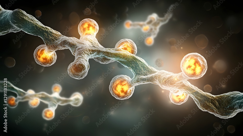A 3D model of cocci bacteria interacting with immune cells illuminated by soft natural lighting in a detailed and refined medical style
