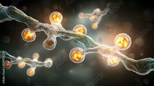 Obraz na płótnie A 3D model of cocci bacteria interacting with immune cells illuminated by soft natural lighting in a detailed and refined medical style w salonie