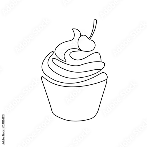 line art cupcake