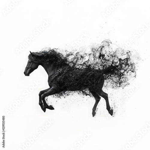 Obraz na płótnie A dynamic ink splatter depicting the powerful silhouette of a wild mustang mid gallop where bold black ink strokes create an abstract expressive w salonie