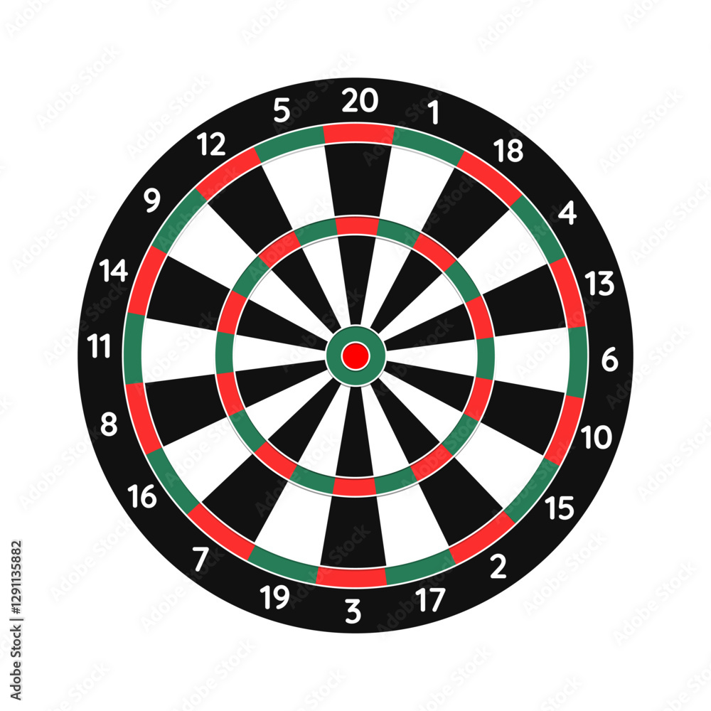 Classic Dartboard with Numbered Segments Vector Illustration Classic Dartboard with Numbered Segments Vector Illustration