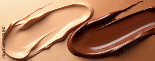 Glossy dark brown & beige foundation smears Gradient cosmetic texture , cosmetics, makeup