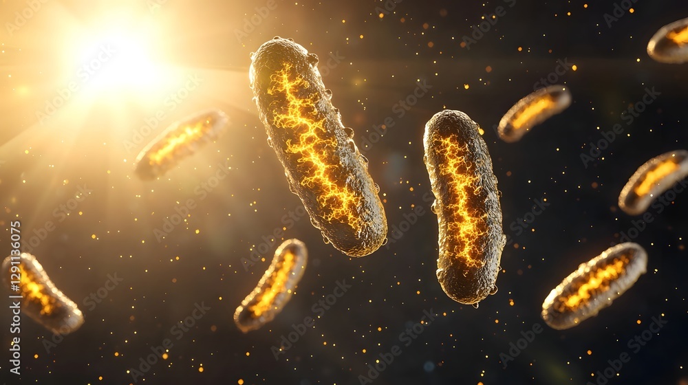 A futuristic holographic display showcasing different cocci bacteria strains floating in mid air illuminated by soft natural lighting