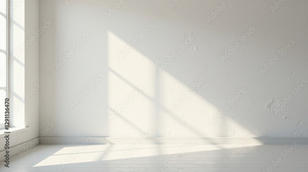 Sunlit Empty Room with White Walls and Wooden Floor Ideal for Interior Design Presentations Sunlit Empty Room with White Walls and Wooden Floor Ideal for Interior Design Presentations