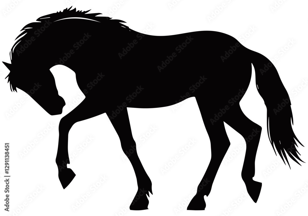 Obraz premium Silhouette of a horse, showcasing strength, speed, and elegance. vector Illustration