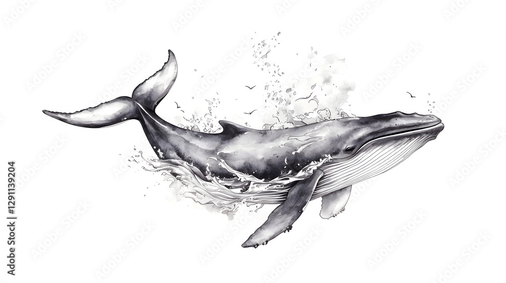 A powerful and dynamic depicting a whale breaching the ocean surface