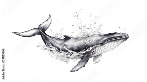 Obraz na płótnie A powerful and dynamic depicting a whale breaching the ocean surface w salonie
