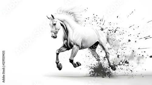 Obraz na płótnie A regal muscular horse depicted in a dynamic cross hatched ink sketch that highlights the animal s powerful stride and elegant movement w salonie