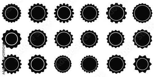 Collection of black label shape vector on white background