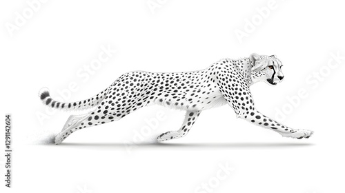 Cheetah Sprinting at Full Speed Drawn with Strong Sweeping Ink Lines to Emphasize its Velocity and Dynamic Motion