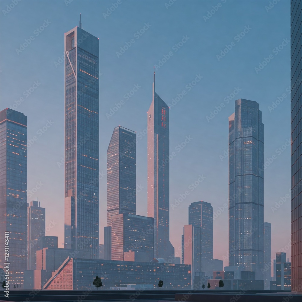 Naklejka premium Gran ciudad con rascacielos