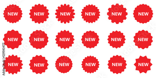 collection of new arrival tags and stickers vector on white background