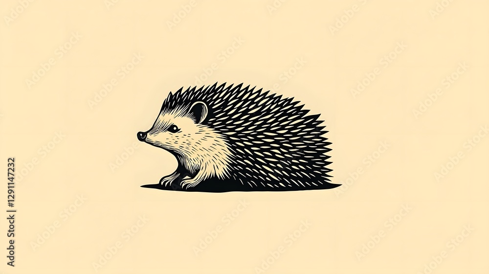 Detailed of a Sleeping Hedgehog Curled Up in a Ball Its Spines Rendered in a Meticulous Ink Stippling Technique Capturing the Creature s Soft Fuzzy Texture and Defensive Quills