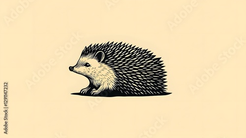 Obraz na płótnie Detailed of a Sleeping Hedgehog Curled Up in a Ball Its Spines Rendered in a Meticulous Ink Stippling Technique Capturing the Creature s Soft Fuzzy Texture and Defensive Quills w salonie