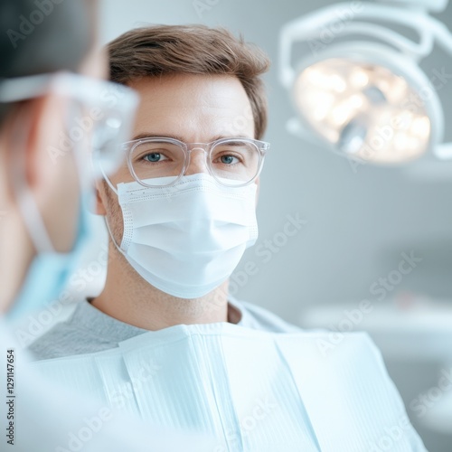 man wearing a mask in a dental office
