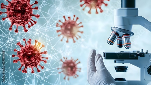 Obraz na płótnie Digital interface of a high tech microscope displaying cocci bacteria in real time with natural lighting enhancing the precision and futuristic aesthetic of the medical research environment w salonie