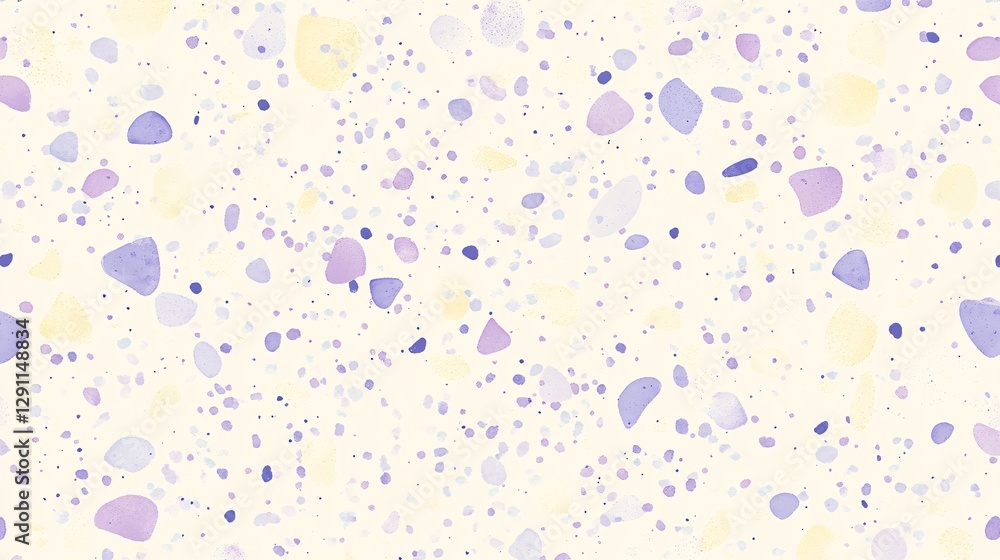 A soft pastel confetti pattern with small shapes in pale yellow and lavender A soft pastel confetti pattern with small shapes in pale yellow and lavender