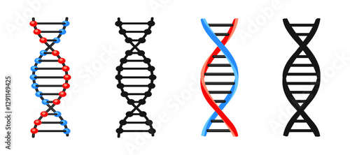 DNA Strand Vector Illustrations in Various Styles