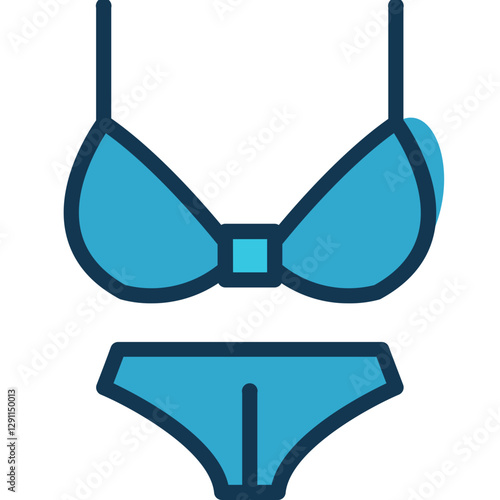 Bikini Color Outline Icon, Stylish Swimwear Fashion Vector Illustration