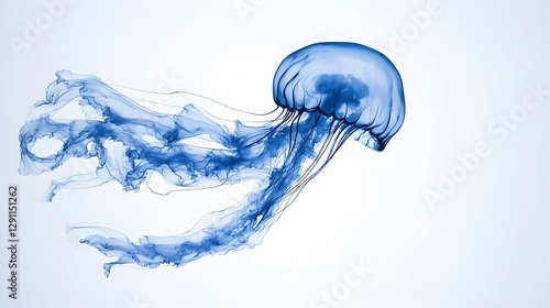 Ethereal Jellyfish Drifting in the Ocean Illustrated in Soft Ink Wash Style with Flowing Graceful Movements and a Captivating Otherworldly Aesthetic