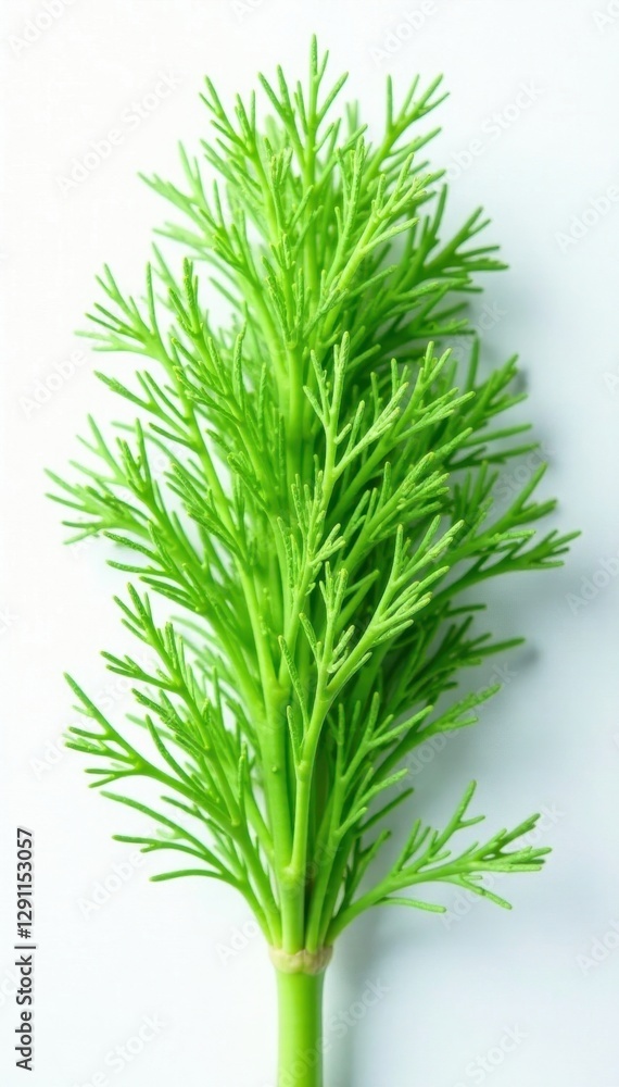 Fototapeta premium Lush dill, feathery texture, pure white background , vegan, dill