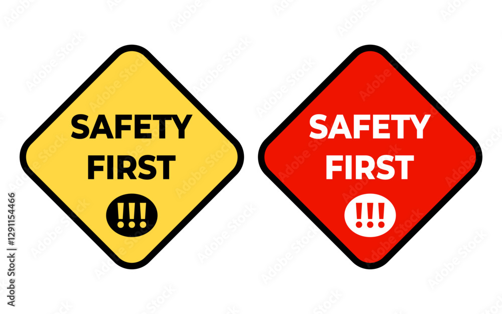 Safety symbols and first signs, work safety, caution work hazards, danger surveillance, vector icon illustration Safety symbols and first signs, work safety, caution work hazards, danger surveillance, vector icon illustration