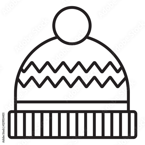 Cozy Winter Hat Illustration: A classic knitted winter hat with a playful pom-pom, perfect for keeping warm during the cold season.