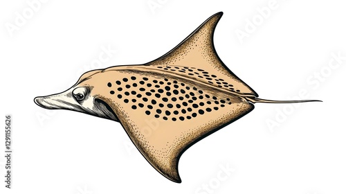 Obraz na płótnie Manta Ray Gliding Underwater with Elegant Line Engraving and Shading High detail of a manta ray swimming in the ocean drawn in a stylized minimalist line engraving style with graceful w salonie